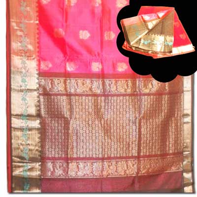 "Dark pink colour Venkatagiri Seiko saree SLSM-23 - Click here to View more details about this Product